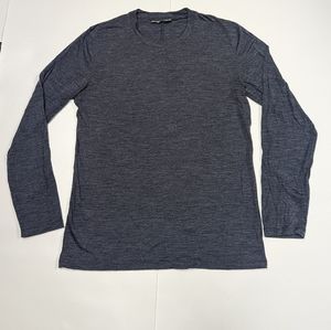 Men's Icebreaker L Heather Slate Blue Long Sleeve Crew Neck Base Layer Shirt